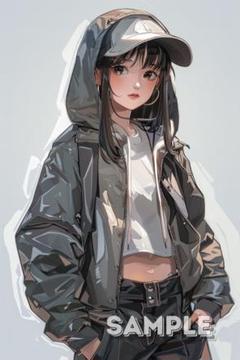 261 人物ステッカー オリジナルキャラクター マット紙 女性 4枚