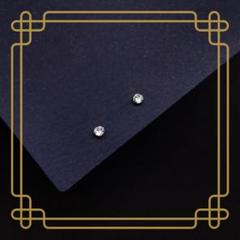 070Fj【3mm】ピアス 煌めく一粒ダイヤ 高級感 CZ S925 シルバー
