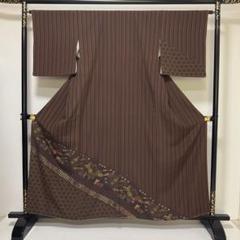 処分市) No.2352 正絹刺繍縦縞蝶草花文様訪問着 美品 - メルカリ