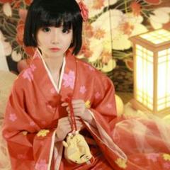 アニメ銀仙市松小雛コスプレ紅着物コスプレ下駄ヅラ>