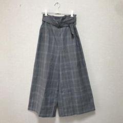 【INTER PLANET】インタープラネット グレー系チェック ワイドパンツM