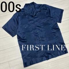00s□FIRST LINE□サテン キューバシャツ ピンタック 刺繍