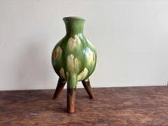 緑屋c□ 中国古玩 唐三彩 三足壷 壺 箱付 唐物 時代物 i9/5-6655