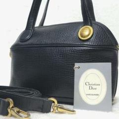 【美品】Dior　2WAY ミニハンドバッグ レザー オーバルロゴ ゴールド金具
