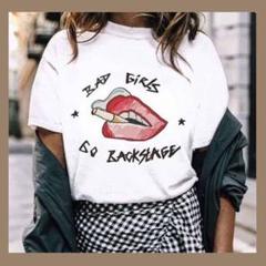 リップ プリント Tシャツ ホワイト Lサイズ