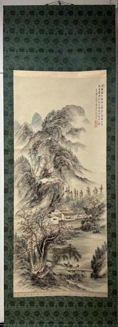 掛け軸　帆足杏雨［秋景山水図］紙本　肉筆　木箱！ 掛け軸 帆足杏雨［秋景山水図］紙本 肉筆 木箱！ - メルカリ