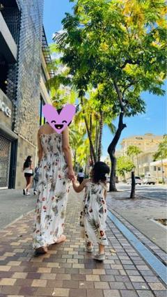 アロハ♡ムームー 夫婦 お揃い フレアスリーブドレスLシャツM セット ムームー ドレス アロハシャツ セット 結婚式 海外挙式参列用