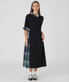 【美品】ブルーレーベル クレストブリッジ 半袖 ロングワンピース Aライン M BLUE LABEL CRESTBRIDGE（ブルーレーベルクレストブリッジ）の