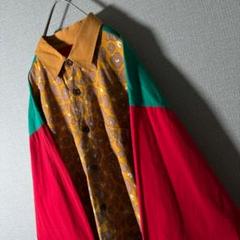 カステルバジャック CASTELBAJAC 長袖シャツ 豹柄 ロゴ刺繍 XL程度