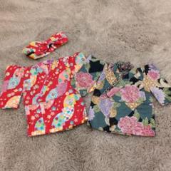 ぽぽちゃん♪ハンドメイド花柄着物セット（ヘアバンド付き）