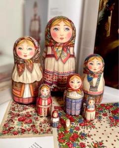 ロシア雑貨☆伝統衣装マトリョーシカ8タチアナ作＊塗りの剥がれ