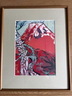 油絵　　片岡球子　 F6 【　梅花　】手描き　額付き 片岡球子 油彩画 F6号 肉筆/絵画/サイン有/額縁/額装