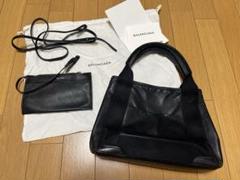 バレンシアガ ネイビーカバス XS パンチングレザー トートバッグ