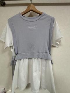 メゾピアノジュニア　サイドリボンレイヤード　半袖Tシャツ　ナルミヤ　150