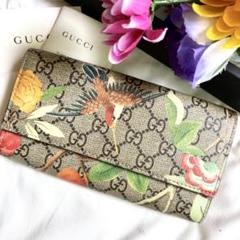 極美品✨グッチ 長財布 鳥 / 花プリント ティアン GGスプリーム 極美品✨グッチ 長財布 鳥 / 花プリント ティアン GGスプリーム