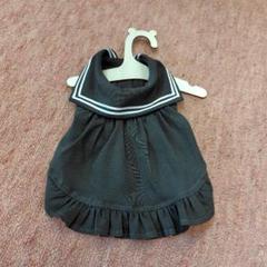 犬服　ハンドメイド　ダークグレー　セーラーカラーのワンピースのサムネイル