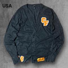 00s USA used チームロゴ ニットカーディガン 刺繍ナンバリング