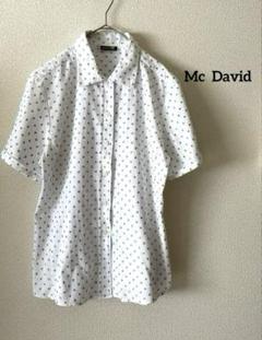 美品✨イタリア製　Mc David スター刺繍　総柄シャツ　リブシャツ　上質