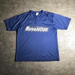 【ヴィンテージ】ロゴプリント　ドライメッシュTシャツ　ネイビー　古着　ZSM6
