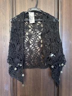 【美品】黒カギ編みメダル付きボレロのサムネイル
