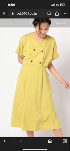 新品リネンライクツイル　ダブルボタンワンピース