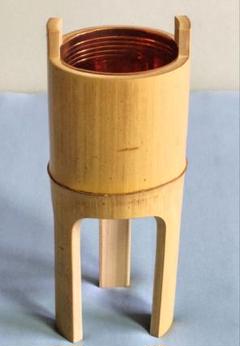 華道具 池坊 花器 花生 花入 白竹 天然竹 三本足 内銅張 鼎 かなえ 