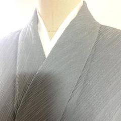 5k822 着物　単衣　色無地　紋無し　白　無地　和装 単衣】白藍色 波線風地紋 色無地 | 大山キモノ・ちぇらうなぼるた