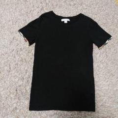 相談中バーバリー　ロゴ入り　Tシャツ　黒　ブラック　ノバチェック　ｓ 試着のみ 首回り・袖先ノバチェック Tシャツ 日本製 ナイト刺繍