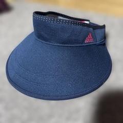 adidas ネイビー　サンバイザー フリーサイズ　レディース