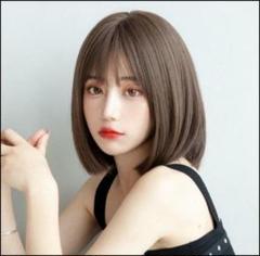 フルウィッグ ダークブラウン ウェーブ 可愛い かつら ボブ ストレート