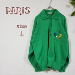PARIS パリス ゴルフセーター メンズ襟付き長袖ニット ゴルフウエア ポロ