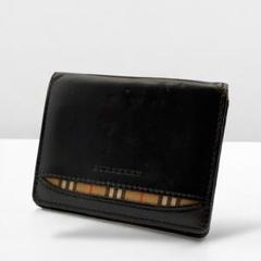 バーバリー　名刺入れ　ビジネスカードホルダー　ブラック　ノバチェック BURBERRY バーバリー 名刺入れ カードケース レザー ノバ