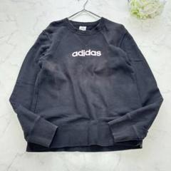 adidas アディダス トレーナー 長袖(M)黒/ブラック ロゴプリント