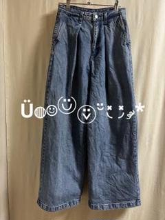 韓国 人気 デニム シンプル ワイドパンツ