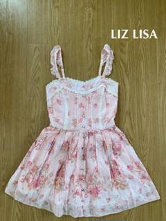LIZ LISA 花柄リボンキャミワンピース チュニック ミニワンピ ピンク LIZ LISA 花柄リボンキャミワンピース チュニック ミニワンピ