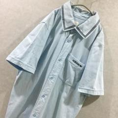 adidas ロゴ シャツ 半袖 ブルー レア L