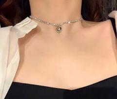 ハート×ラインストーンネックレス