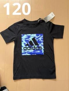 adidas アディダスTシャツ ブラック/ブルー 120 小学生　夏服　半袖