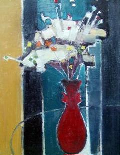 絵画 インテリア絵額付(黒）油絵F6-172023花