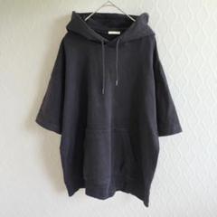 ✨ジーユー✨GU ブラック オーバーサイズ フード付きパーカー【M】 半袖