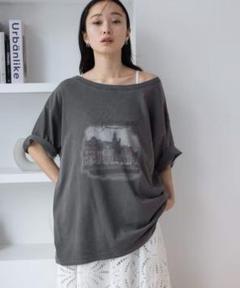 jeanasis(ジーナシス)＊landscapeボートネックプリントTシャツ