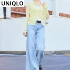新品　ユニクロ　UNIQLO　レディース　リブポロカーディガン　M　イエロー