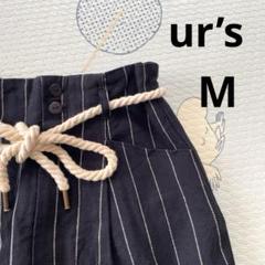 ur’s ユアーズ　ストライプタイトスカート ネイビー　ロープベルト　M