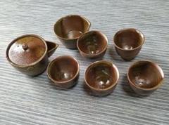 大谷焼（徳島県鳴門市）元山窯茶道具らしき物、 木箱 陶器製セット