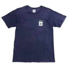80s USA製 アディダス プリント Tシャツ フェード ネイビー M