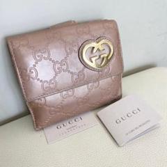【K762】訳あり GUCCI ラブリー シマ Wホック 折財布