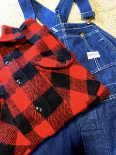 ★極上‼️レア★60s USA製 マチ付 ウールシャツ 赤黒ブロックチェック 人気のサムネイル