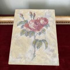 アンティーク 油絵 薔薇 K.nagataサイン入り ☆自由が丘の雑貨屋さんで購入!バラ 油彩画 サイン入り