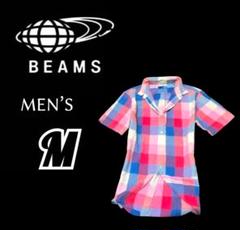 メンズM◇BEAMS◇チェック柄半袖シャツ