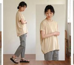 汗ジミ防止Tシャツ　3L ベージュ　アハッピーマリリン　ドルマン　半袖